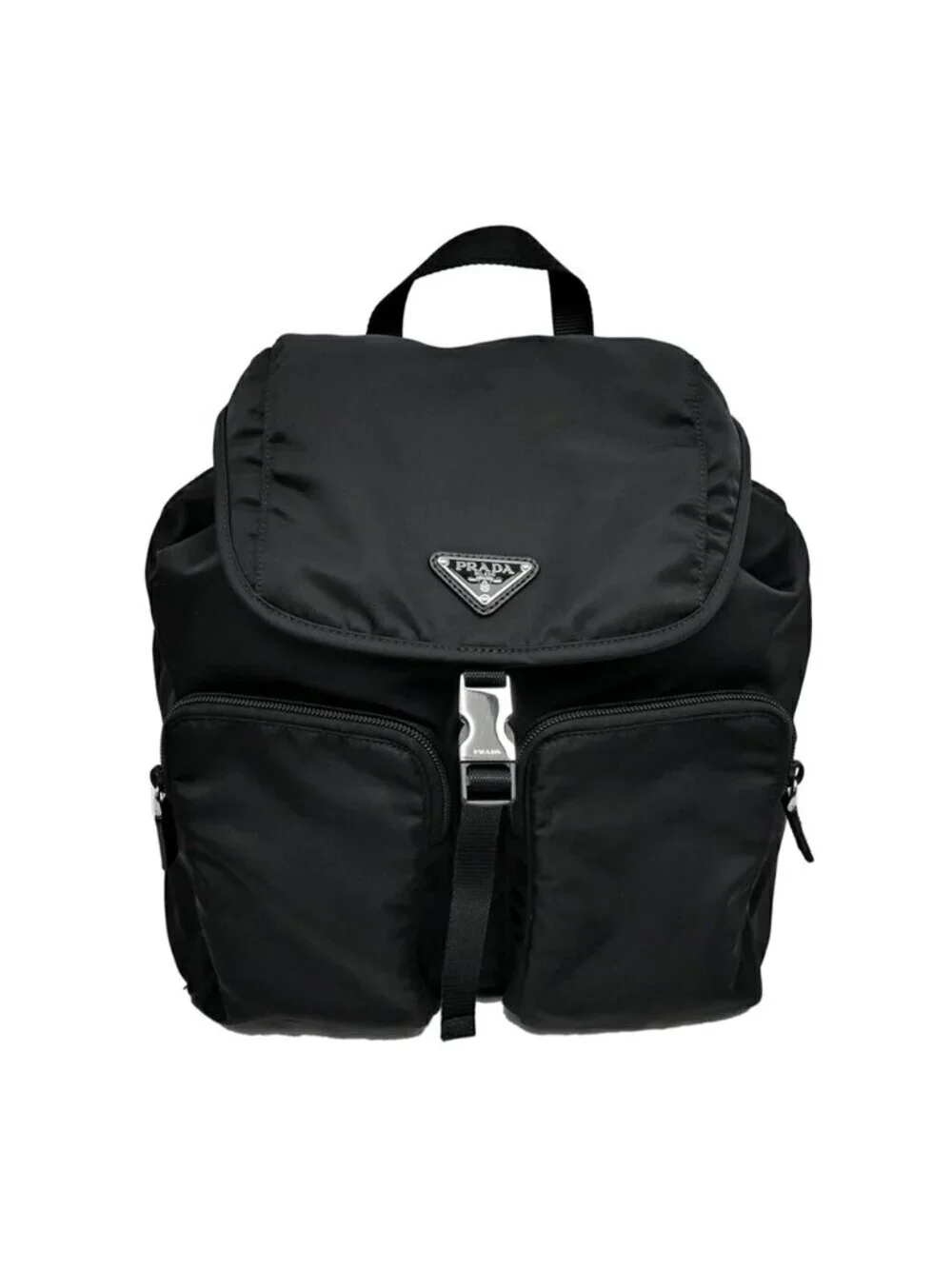 Prada Backpack Black Silver Nylon